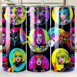 Cyberpunk Warrior Girls Tumbler Wrap, Futuristic Sublimation Design, 20oz Skinny Tumbler, Digital Download, Sci Fi, Digital Only