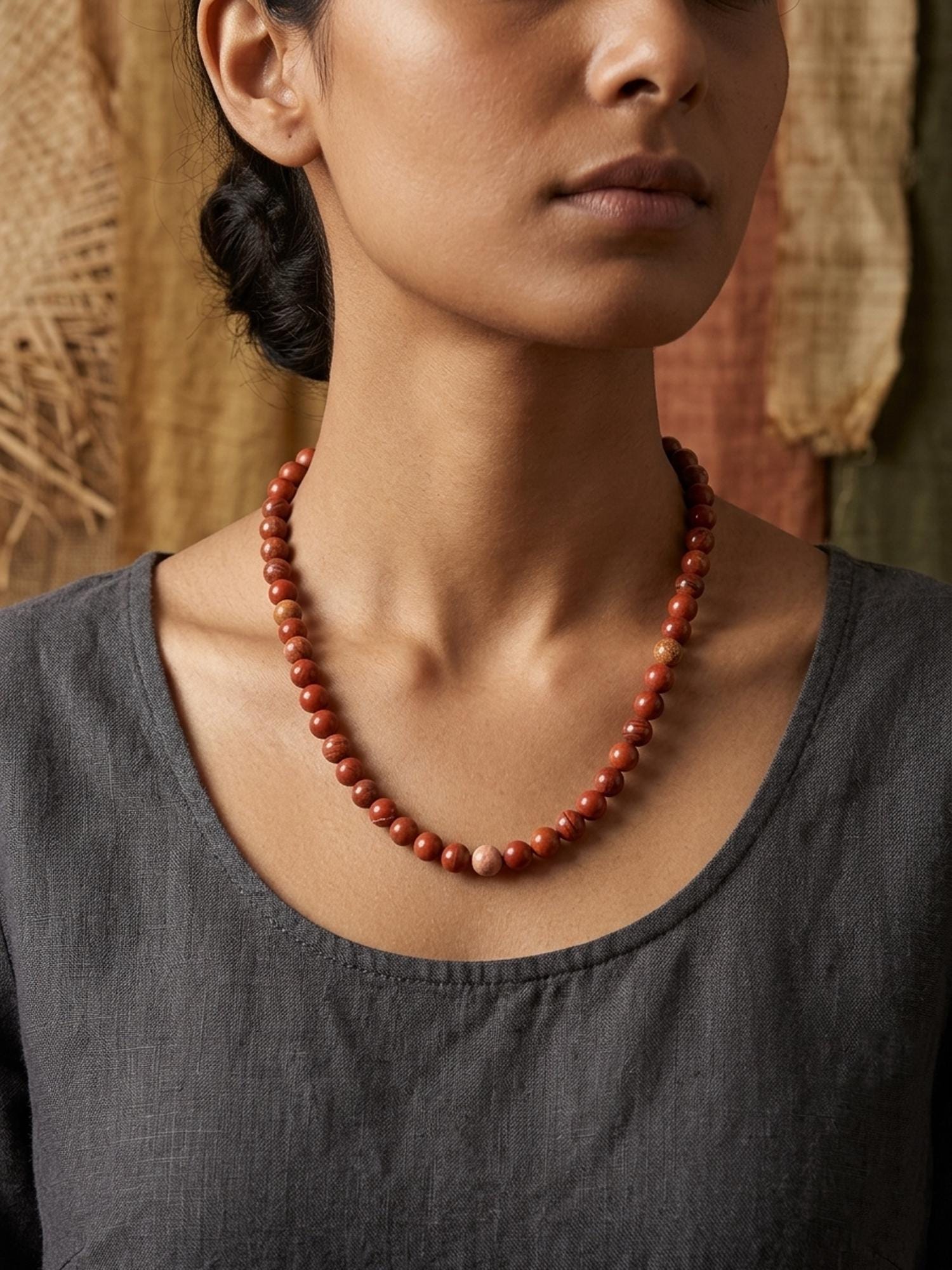 Red stone silver necklace - Etsy 日本