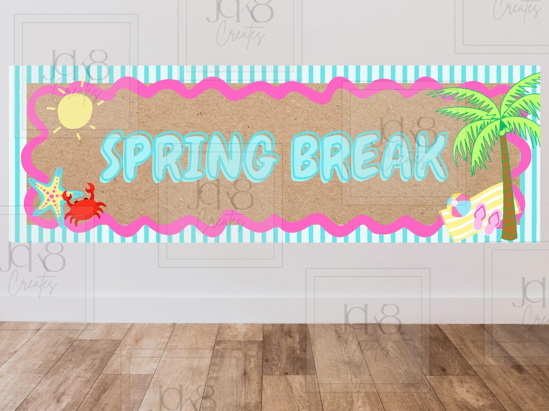 Spring Break Baner Spring Break Beach Party Banner | Tropical Vacation Decor (digital ...