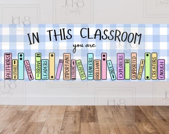 Banner klaslokaaldecoratie | Positieve affirmaties, pastelboeken (digitale download)