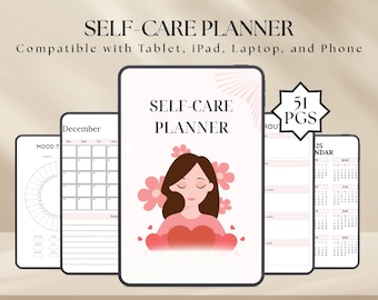 Self Care Planner Template, Daily Wellness Journal, Habit and Mood Tracker, Printable PDF Download
