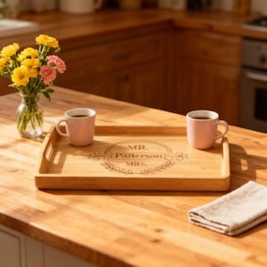 Personalized Engraved Bamboo Serving Tray, Wedding Gift