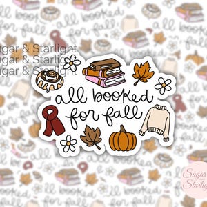 Spooky Fall Book Vinyl Sticker | Hand-Drawn Waterproof Bookish Art | Perfect Gift for Book Lovers, Journals, eReader, Halloween