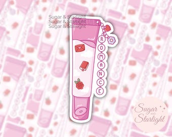 Pegatina de libro romántico / Pegatina de brillo labial en tubo / Romance rosa, género picante rojo / Pegatina para Kindle, Kobo, lector electrónico, portátil