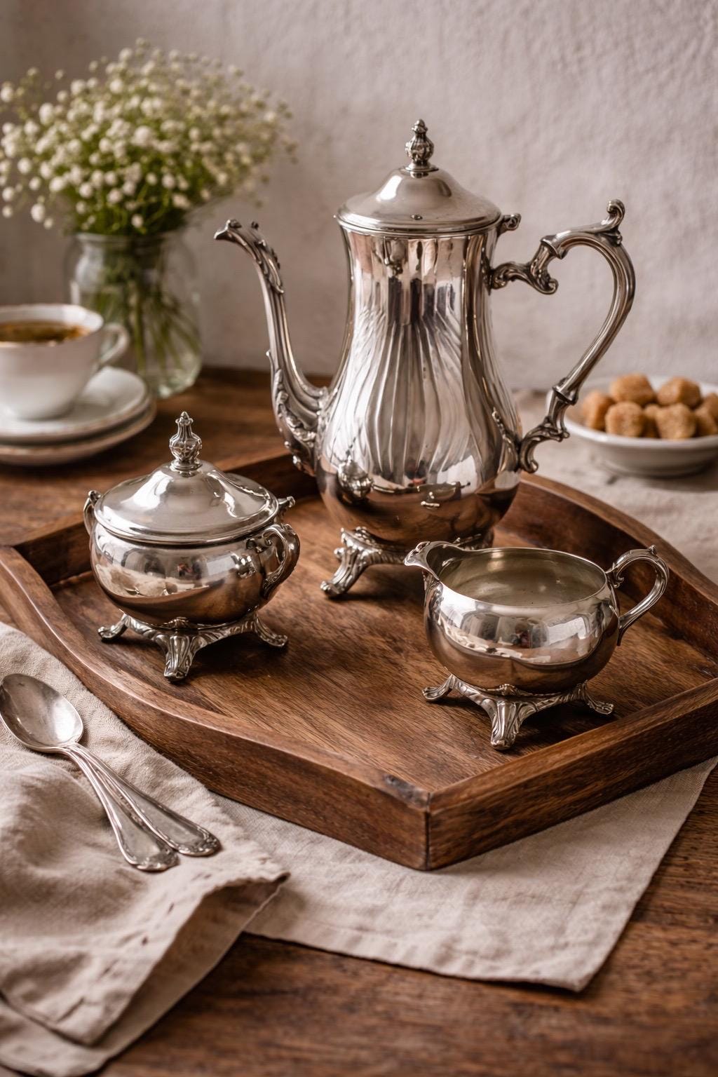Rogers and silver tea set - Etsy España