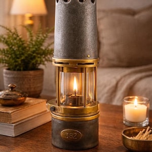 Antique CEAG Miners Safety Lamp – Brass & Steel, Belgian Coal Mining Collectible