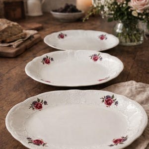 Piatti da portata vintage in porcellana Bavaria Seltmann Weiden con motivo floreale a rose - set da 3