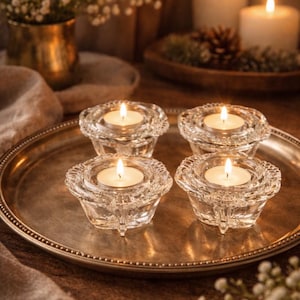 Bougeoir Votif élégant - 5 Verres Sur Plateau Bois, Centre De Table Mariage/déco
