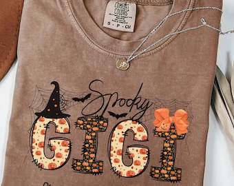 Comfort Colors®Personalized Halloween Gigi shirt,Spooky Gigi Shirt , Gift for Gigi, Halloween Shirt, Custom Name Halloween,Spooky Mama shirt