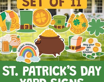 Letreros para jardín del Día de San Patricio (11 unidades) / Decoraciones irlandesas para césped / Decoración para fiestas al aire libre