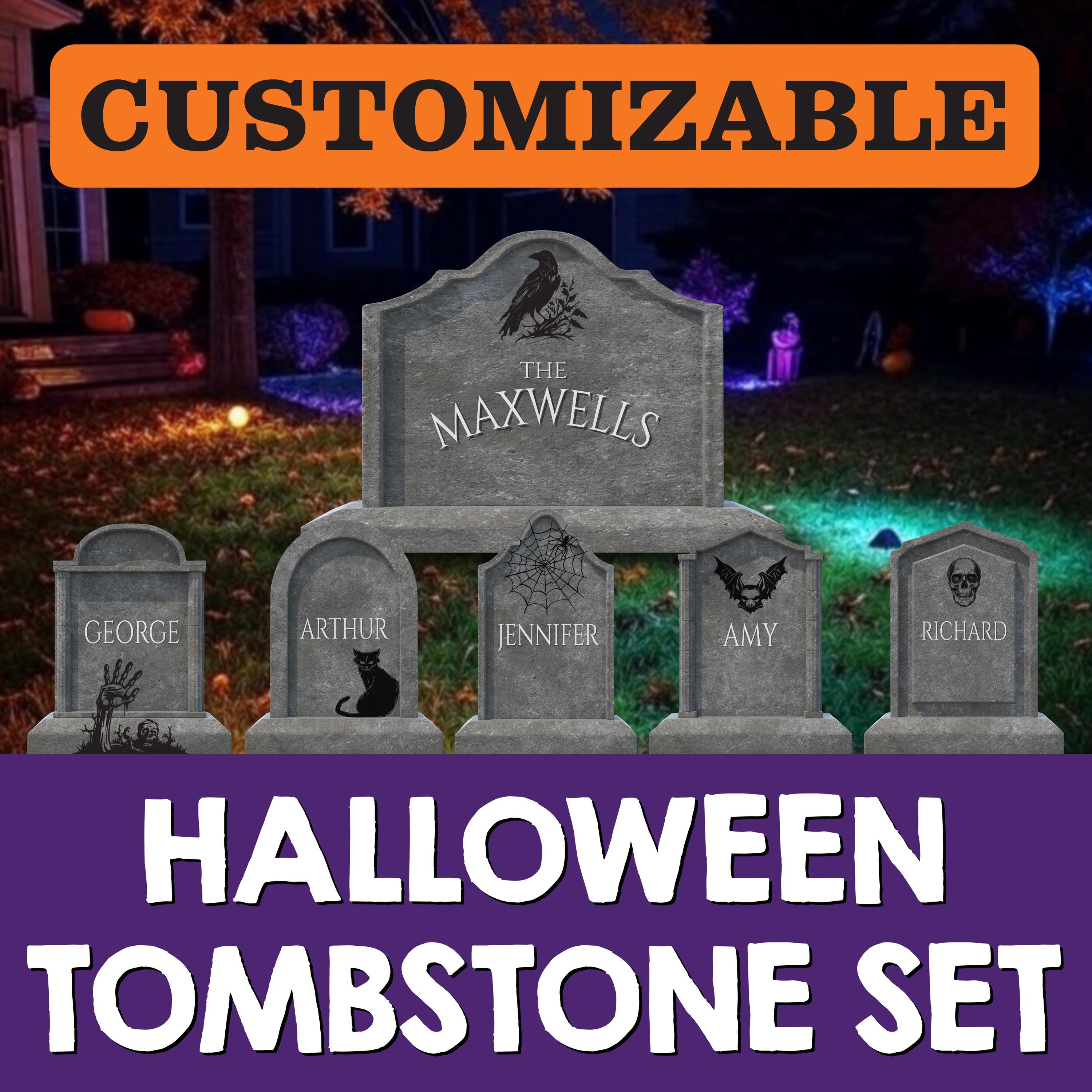 カスタマイズ可能なハロウィーン墓石セット：パーソナライズされた庭の
