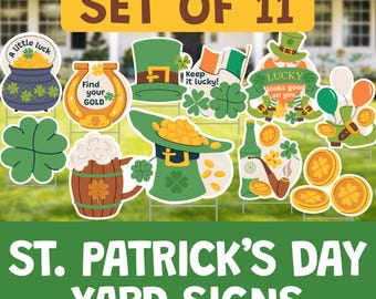Letreros para jardín del Día de San Patricio (11 unidades) / Decoraciones irlandesas para césped / Decoración para fiestas al aire libre