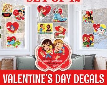 Decoración de ventana para San Valentín: vinilos removibles para interiores y exteriores. Bonita decoración de vidrio de temporada.