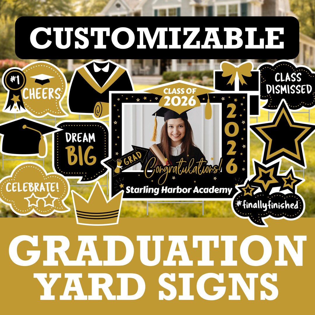 Picket Signs For Graduation Custom Graduation Yard Signs With Name & Photo – Personalized Outdoor ...