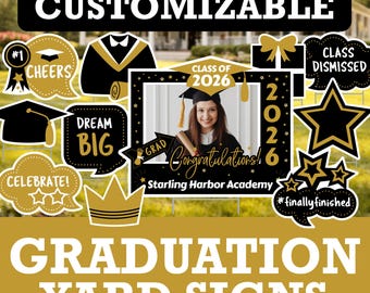 Letreros de graduación personalizados para jardín con nombre y foto: Exhibición personalizada para fiestas al aire libre