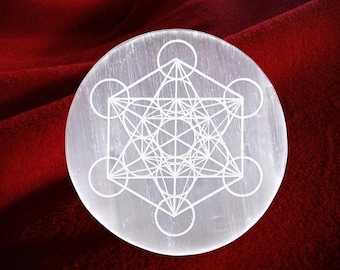 Selenite Crystal Charging Plate: Metatron Energy Cleansing Disc