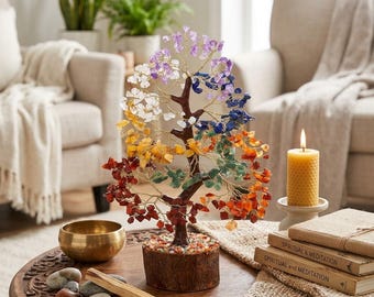 Seven Chakra Crystal Money Tree Positive Energy and Prosperity | Gemstone Tree Home & Office Decor | Spiritual Gift Meditation Reiki Vaastu