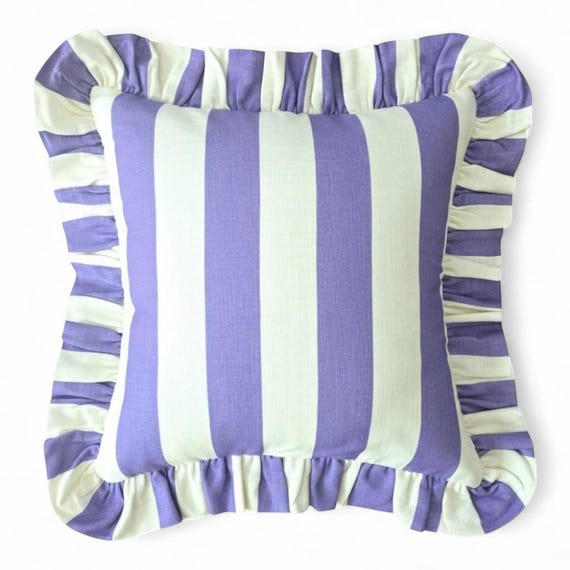 Ruffle Striped Pillow Cover - Bohemian Home Decor - Frill Cushion