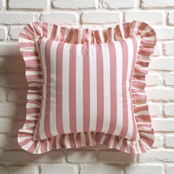 Ruffle Striped Pillow Cover - Bohemian Home Decor - Frill Cushion