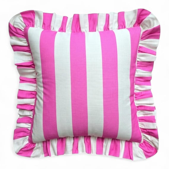 Ruffle Striped Pillow Cover - Bohemian Home Decor - Frill Cushion