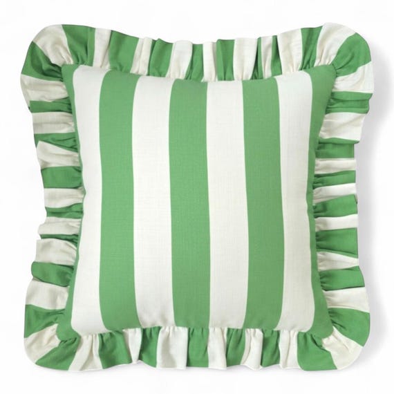 Ruffle Striped Pillow Cover - Bohemian Home Decor - Frill Cushion