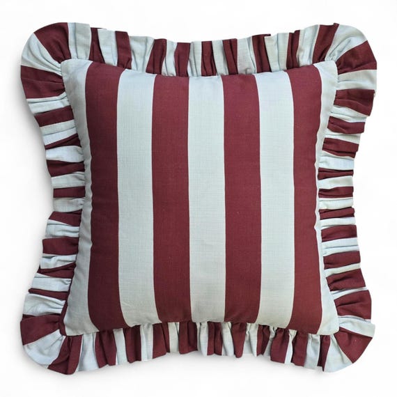 Ruffle Striped Pillow Cover - Bohemian Home Decor - Frill Cushion