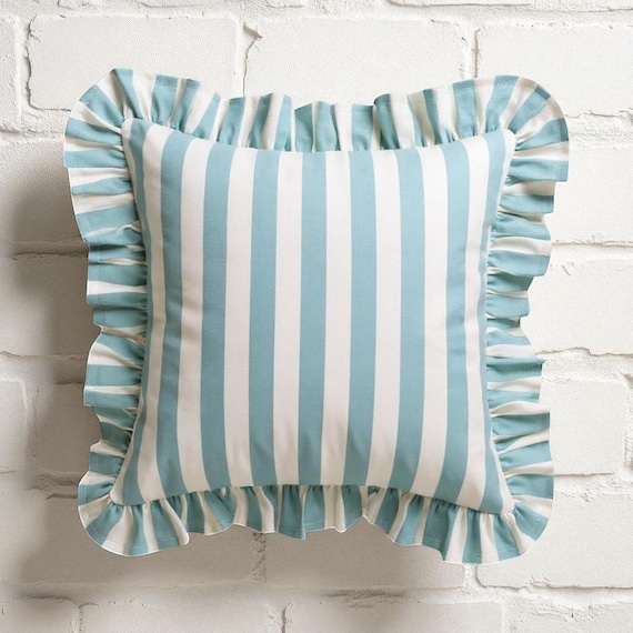 Ruffle Striped Pillow Cover - Bohemian Home Decor - Frill Cushion