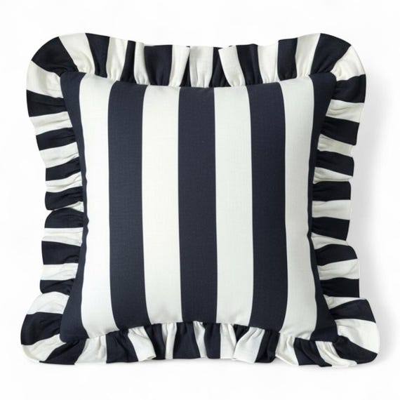 Ruffle Striped Pillow Cover - Bohemian Home Decor - Frill Cushion
