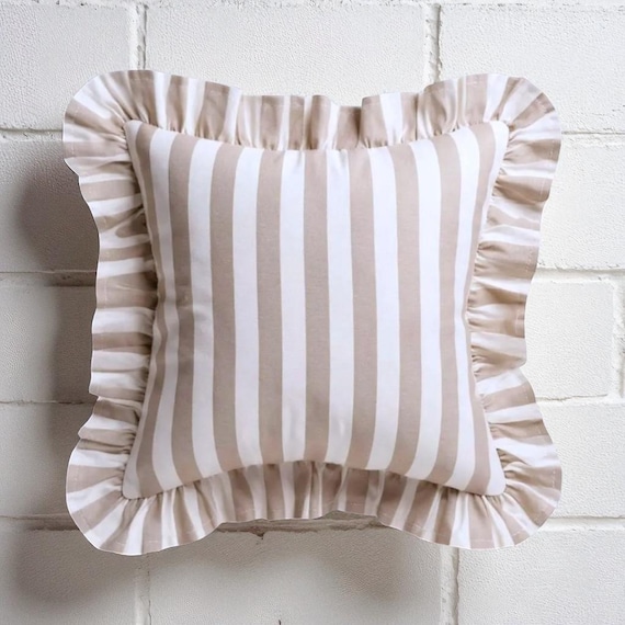 Ruffle Striped Pillow Cover - Bohemian Home Decor - Frill Cushion