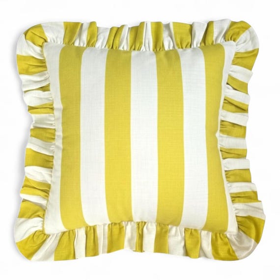 Ruffle Striped Pillow Cover - Bohemian Home Decor - Frill Cushion