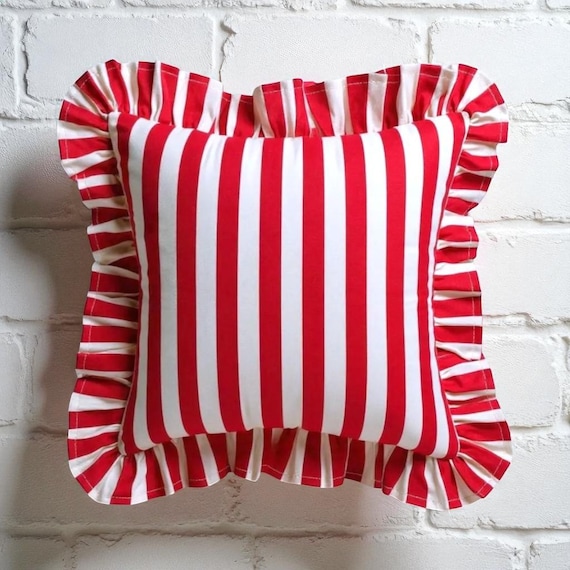 Ruffle Striped Pillow Cover - Bohemian Home Decor - Frill Cushion