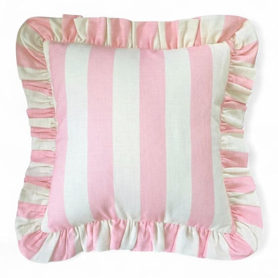 Ruffle Striped Pillow Cover - Bohemian Home Decor - Frill Cushion