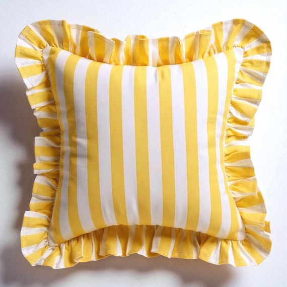 Ruffle Striped Pillow Cover - Bohemian Home Decor - Frill Cushion