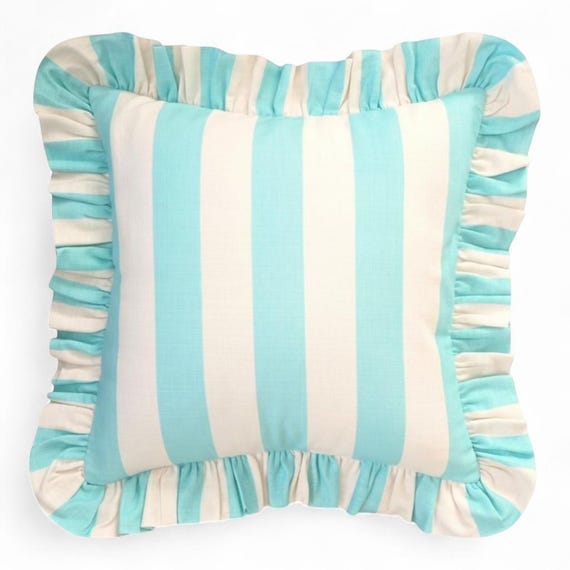 Ruffle Striped Pillow Cover - Bohemian Home Decor - Frill Cushion