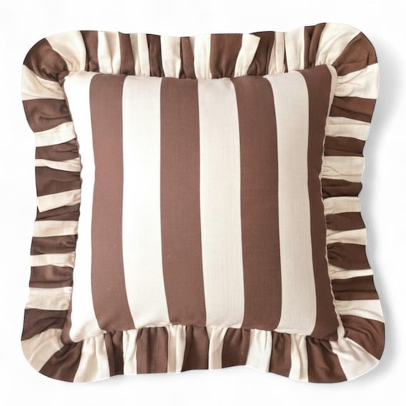 Ruffle Striped Pillow Cover - Bohemian Home Decor - Frill Cushion