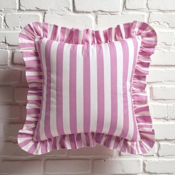 Ruffle Striped Pillow Cover - Bohemian Home Decor - Frill Cushion