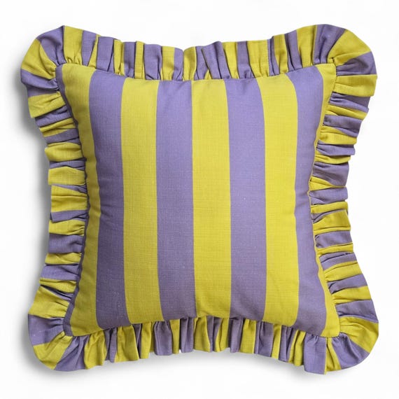 Ruffle Striped Pillow Cover - Bohemian Home Decor - Frill Cushion
