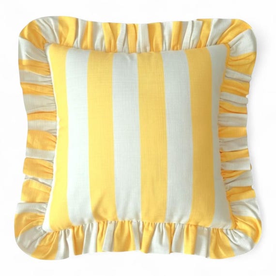Ruffle Striped Pillow Cover - Bohemian Home Decor - Frill Cushion