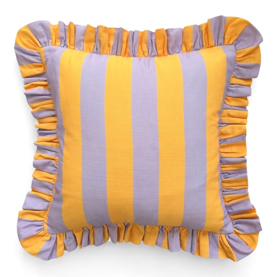 Ruffle Striped Pillow Cover - Bohemian Home Decor - Frill Cushion