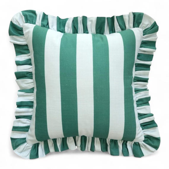 Ruffle Striped Pillow Cover - Bohemian Home Decor - Frill Cushion