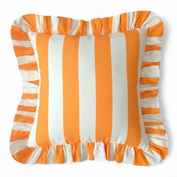 Ruffle Striped Pillow Cover - Bohemian Home Decor - Frill Cushion