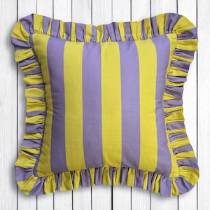 Frill Striped Pillow Cover - Ruffle Pillow - Different Color Options With Frill Edges - Throw Pillows - Home Textile - Home Decor