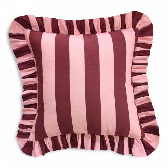 Ruffle Striped Pillow Cover - Bohemian Home Decor - Frill Cushion