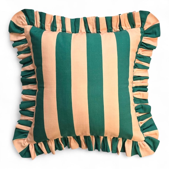 Ruffle Striped Pillow Cover - Bohemian Home Decor - Frill Cushion