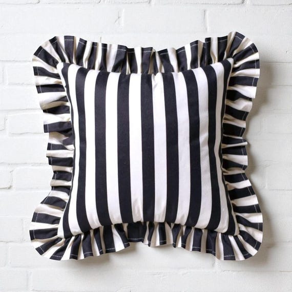Ruffle Striped Pillow Cover - Bohemian Home Decor - Frill Cushion