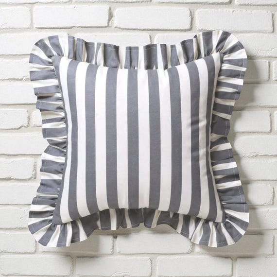 Ruffle Striped Pillow Cover - Bohemian Home Decor - Frill Cushion