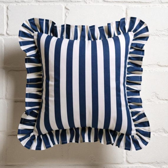 Ruffle Striped Pillow Cover - Bohemian Home Decor - Frill Cushion