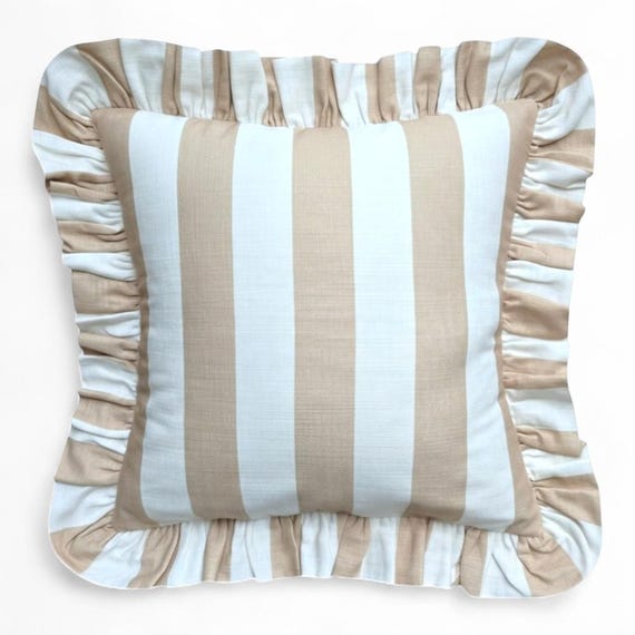 Ruffle Striped Pillow Cover - Bohemian Home Decor - Frill Cushion