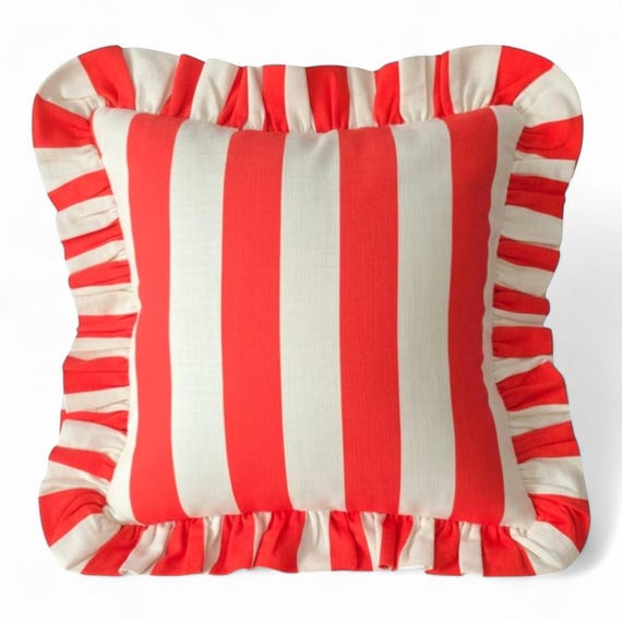 Ruffle Striped Pillow Cover - Bohemian Home Decor - Frill Cushion