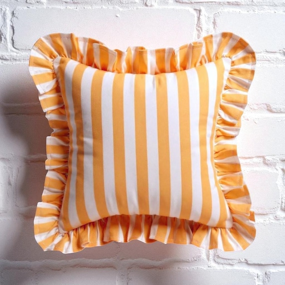 Ruffle Striped Pillow Cover - Bohemian Home Decor - Frill Cushion